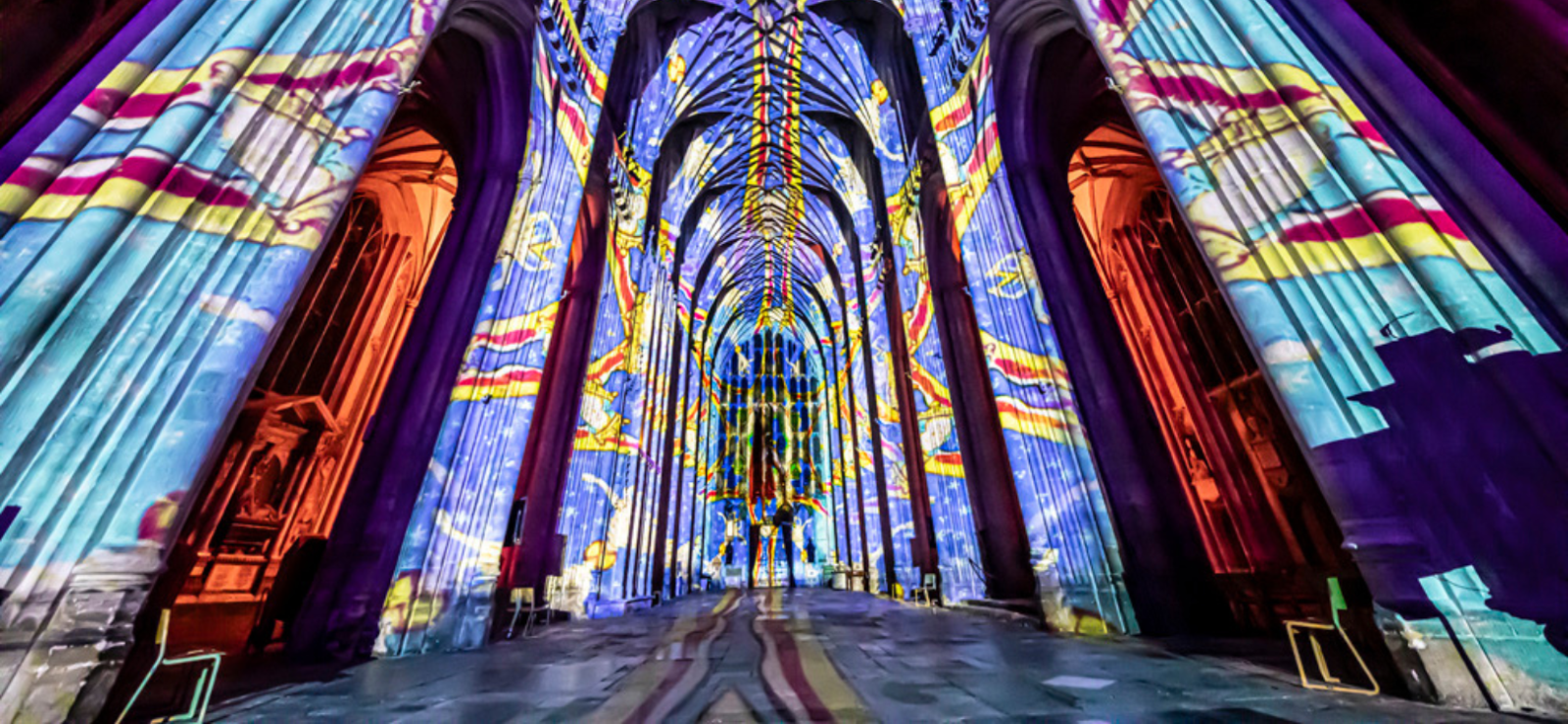 Luxmuralis at Winchester Cathedral The Storytellers art projection art cathedral light show.